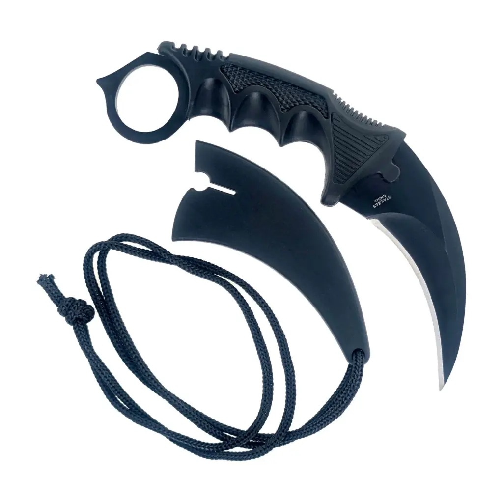 Shadow Talon Stealth Karambit Neck Knife - Midnight Black