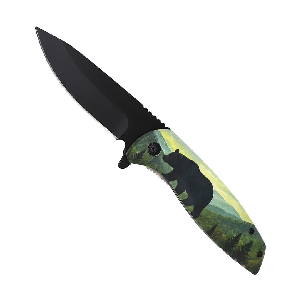 Black Bear Ridge Spring Assisted Knife - Forest Aluminum