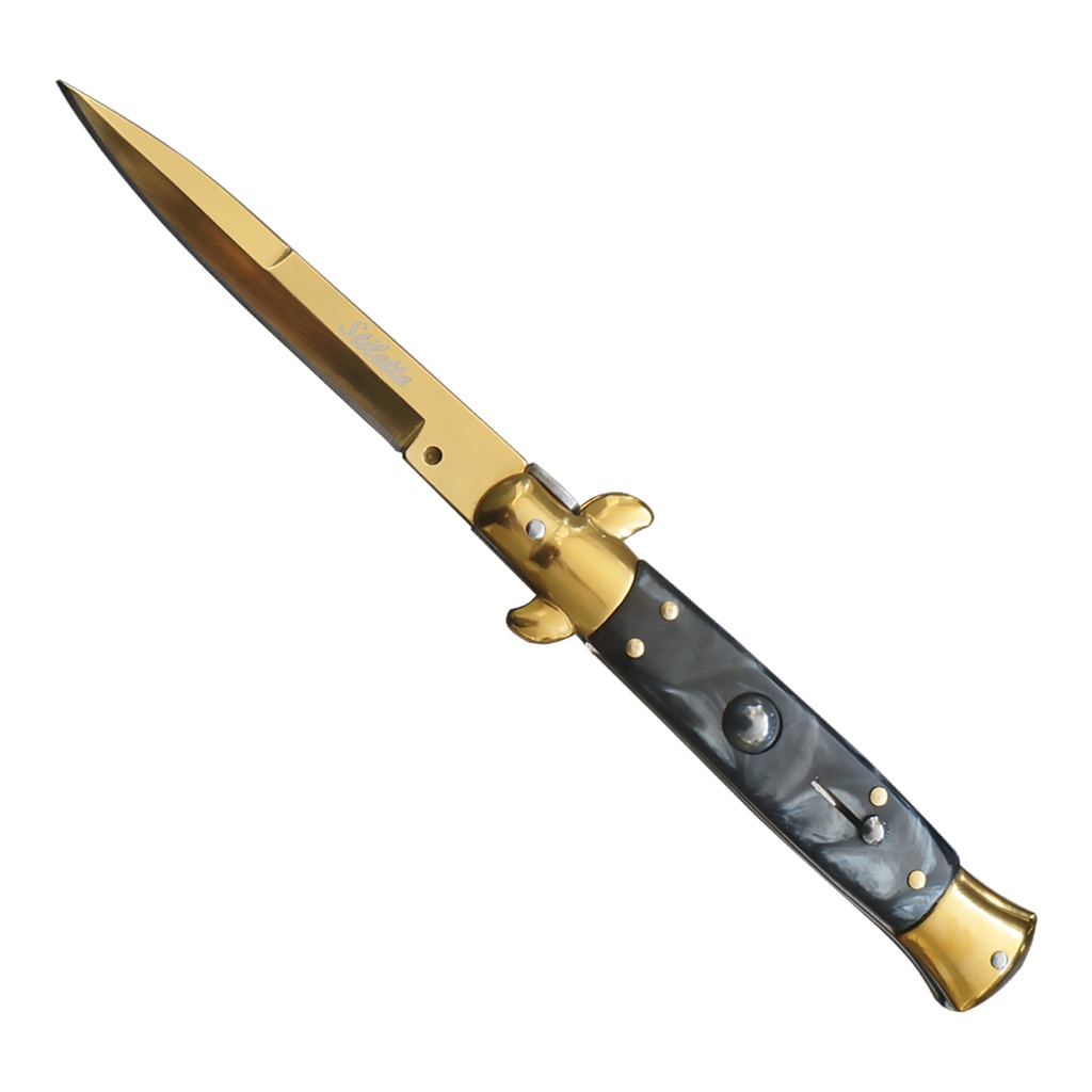 Godfather Noir Gilded Stiletto Switchblade - Black Marble