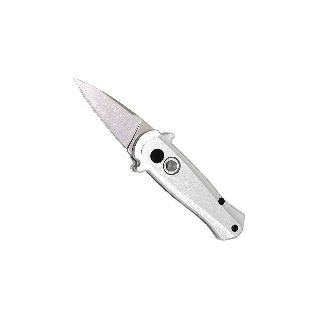 CNC Minimalist Micro California Legal Automatic Knife - Silver Aluminum