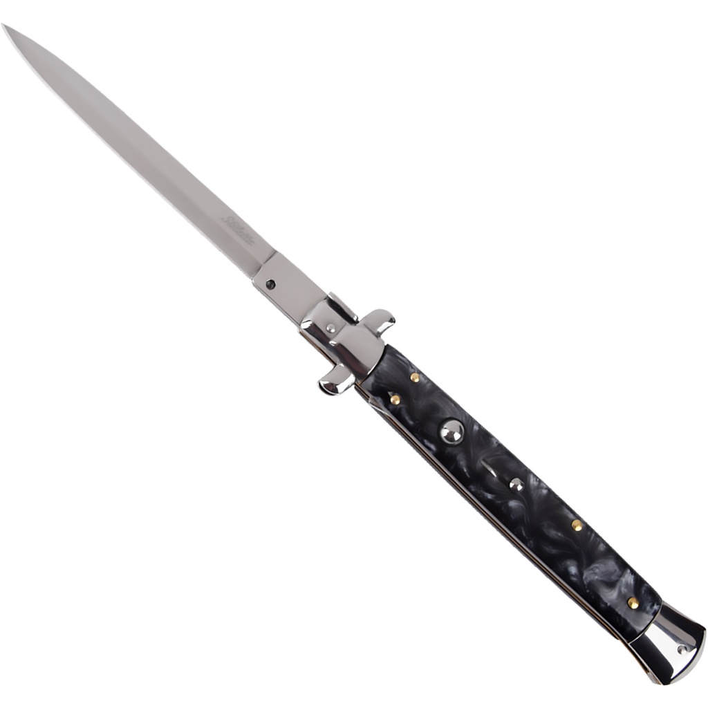 Midnight Marble XL Godfather Stiletto Switchblade - Black Marble