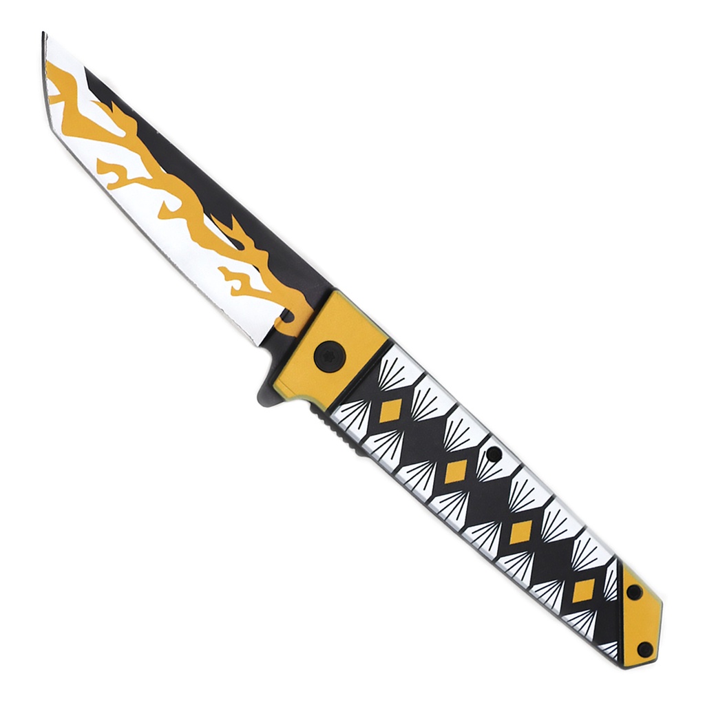 Tribal Flame Quick-Deploy Spring Assisted Knife - Black/Yellow