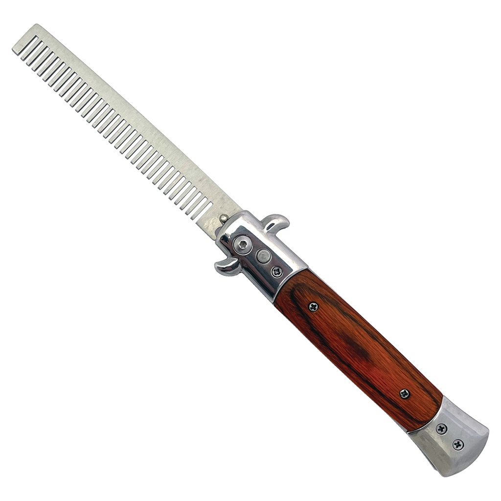 Gentleman’s Milano Flick Switchblade Comb - Wood Handle