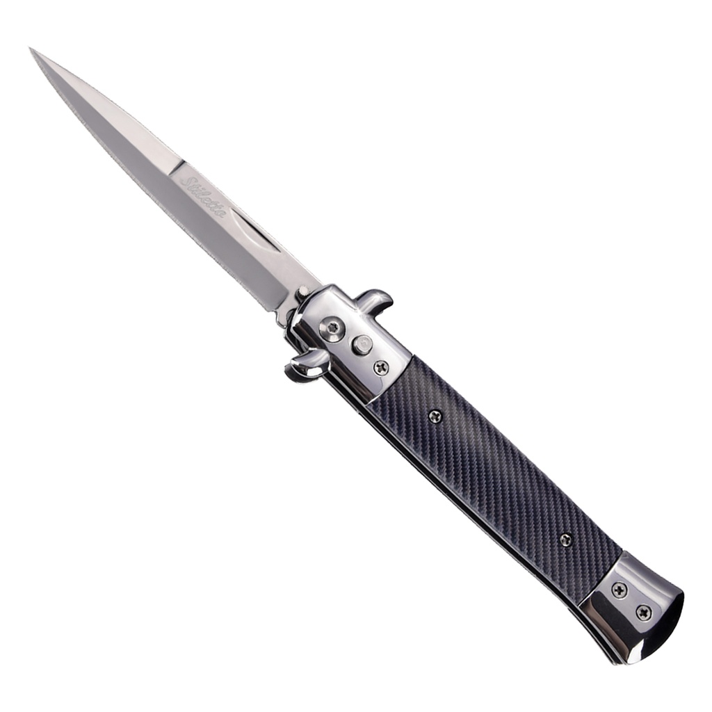 Carbon Shadow Quick-Deploy Stiletto Switchblade - Carbon Fiber Print