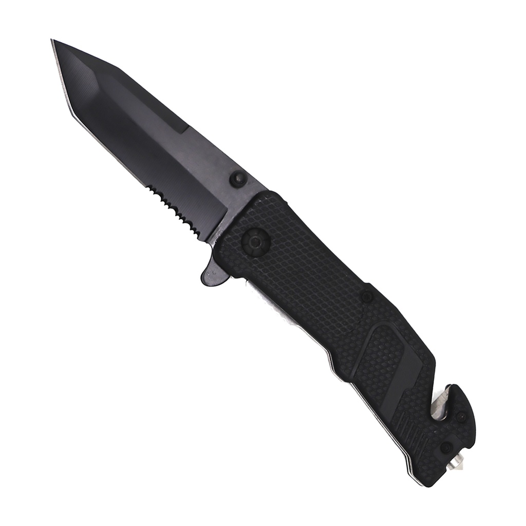 Stealth Serration Quick-Deploy Spring-Assisted Knife - Matte Black