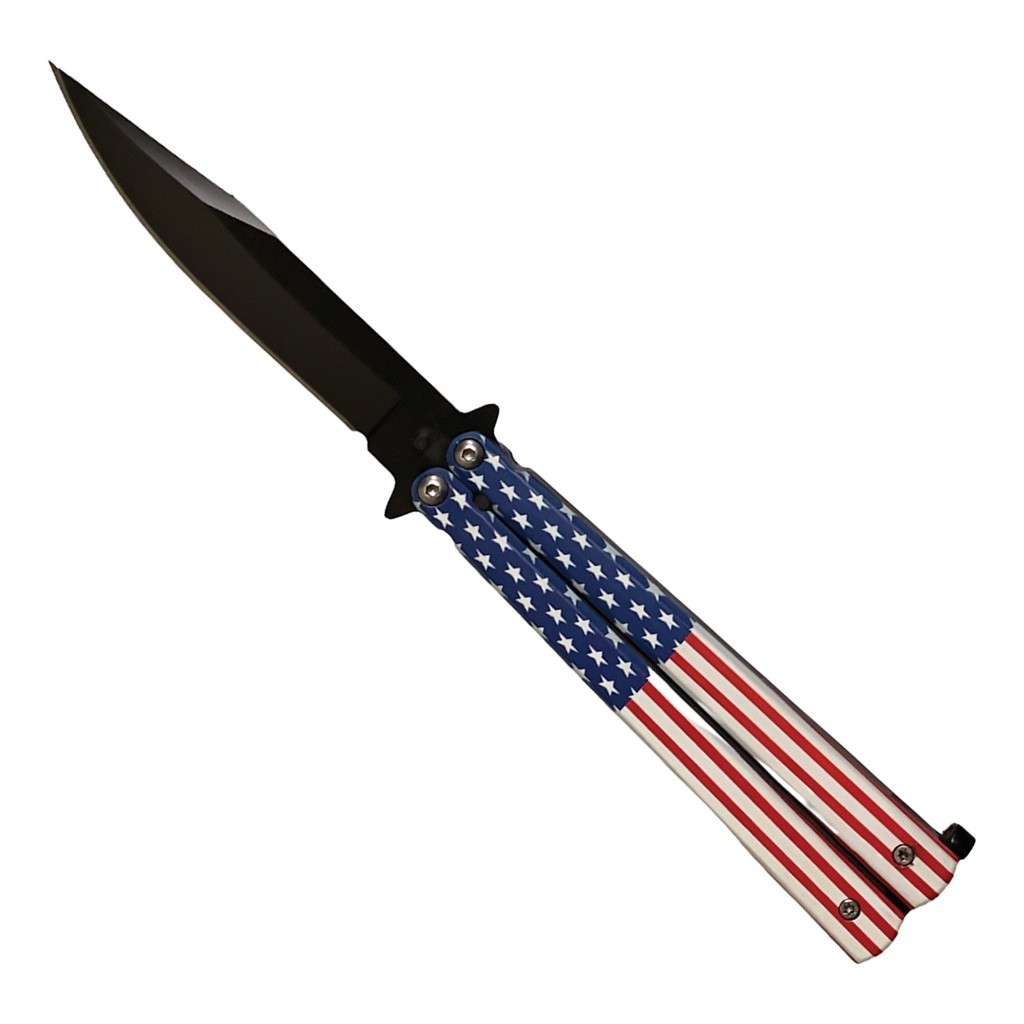 Star-Spangled Smooth-Action Butterfly Knife - USA Flag
