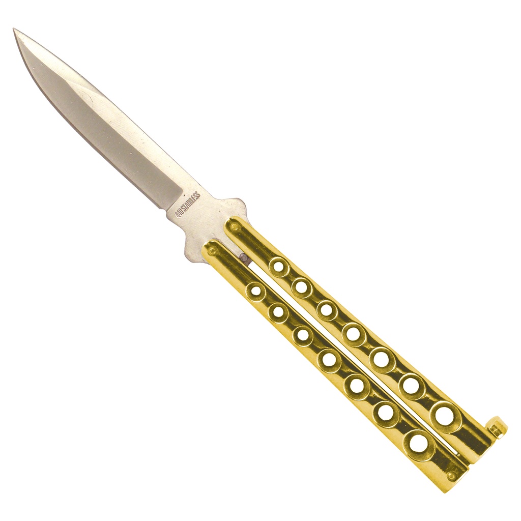 Vented Halo Flip-Balanced Butterfly Knife - Gold
