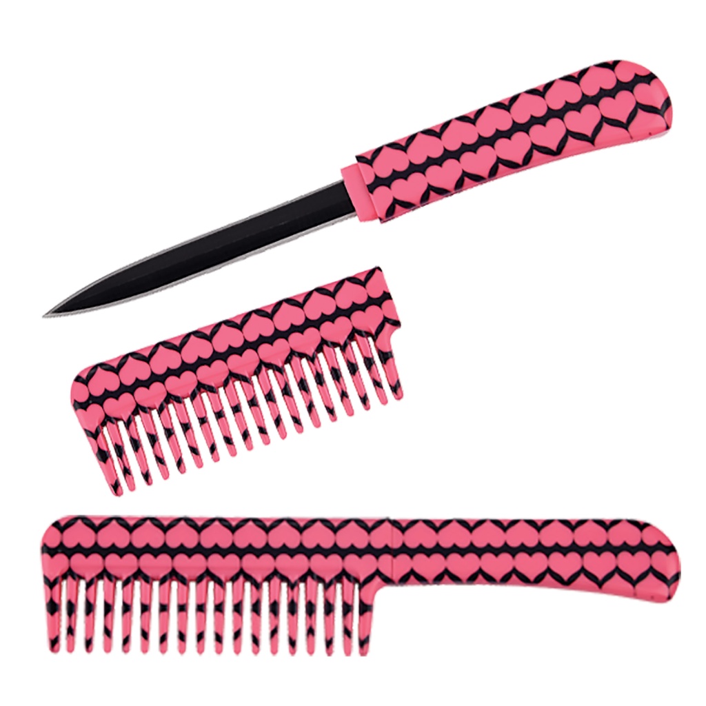 Sweetheart Secret Dual-Use Hidden Comb Knife - Pink Heart