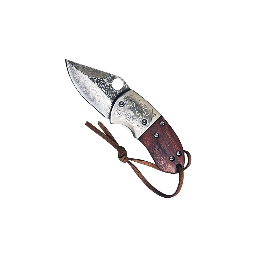 Heritage Glimmer Damascus-Pattern Pocket Knife - Wood