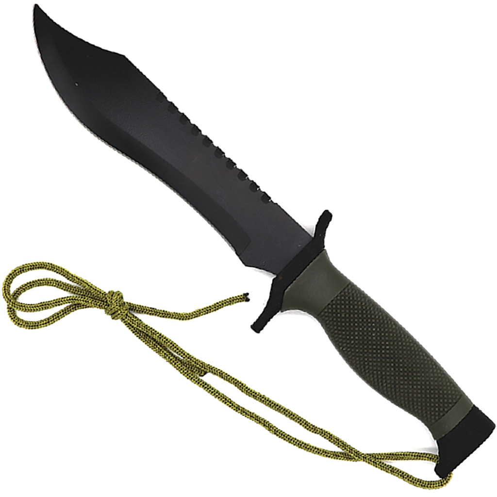 Ranger Grip Full-Tang Tactical Fixed Blade - Green Rubber