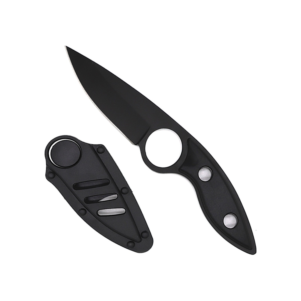 Shadow Ring Retention Tactical Fixed Blade Knife - Matte Black