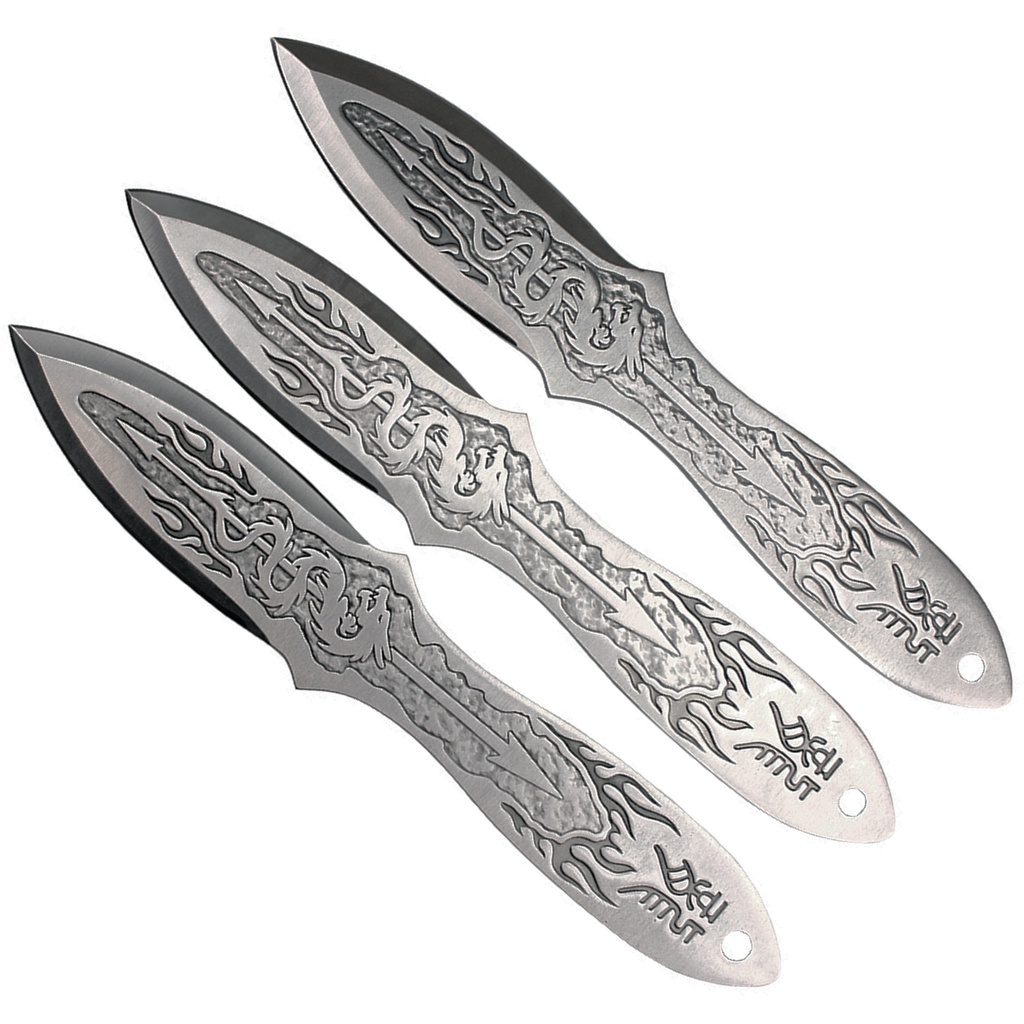 Dragon Crest 3-Piece Throwing Knife Set - Polished Stainless