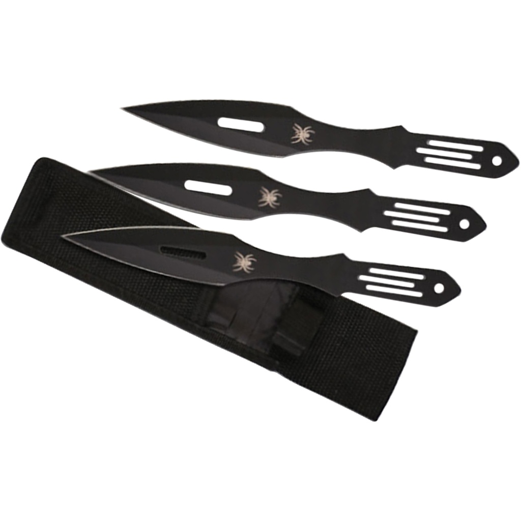 Night Web Balanced Throwing Knife Set - Matte Black