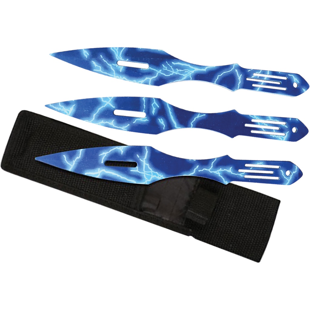 Lightning Surge Balanced Throwing Knife Set - Electric Blue