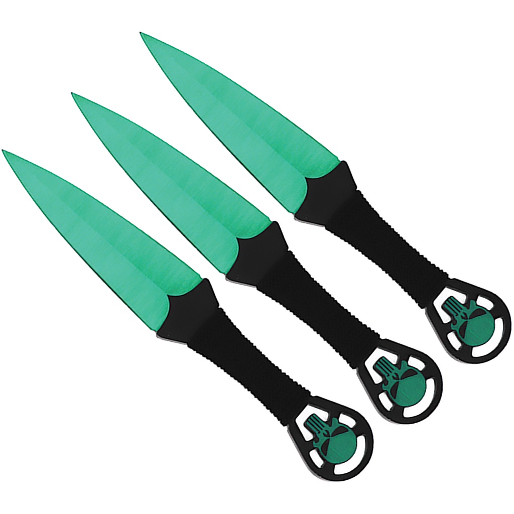 Skull Strike 3-Piece Throwing Knife Set - Green