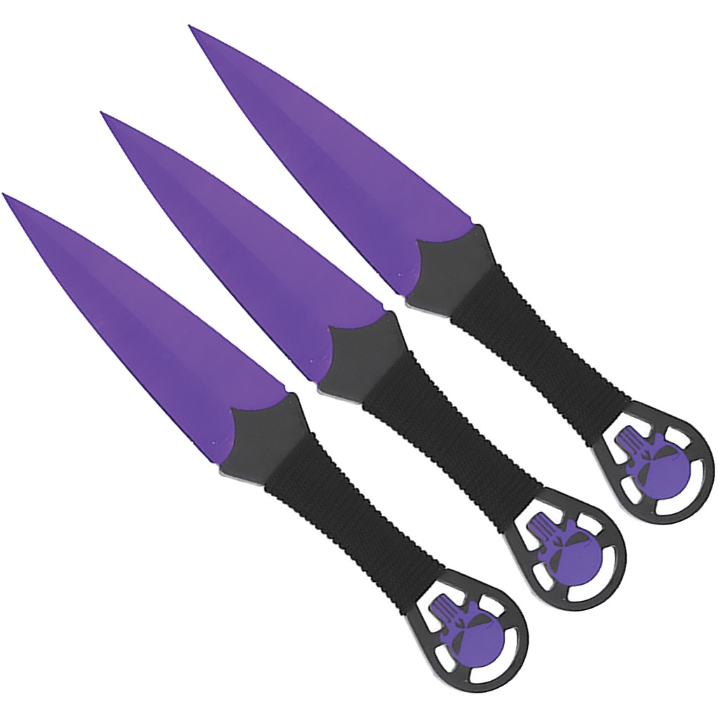 Urban Punisher Triple-Throw Throwing Knife Set - Purple