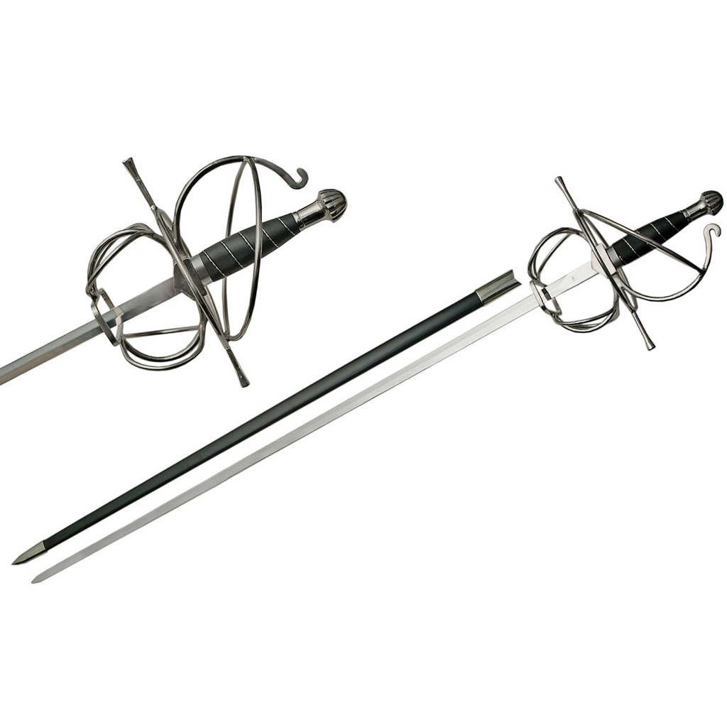 Midnight Duelist Wire-Wrapped Rapier Sword - Black