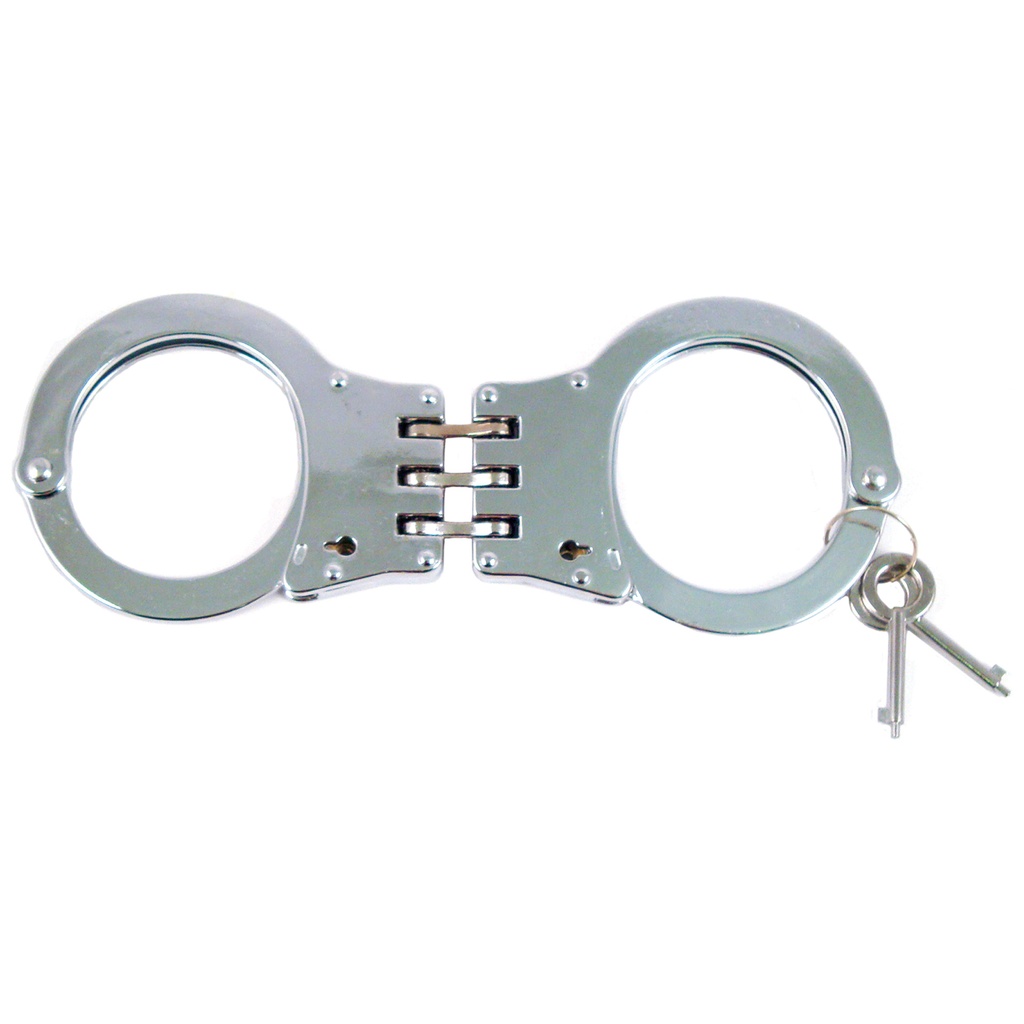 Sentinel Hinge-Lock Police-Grade Hinged Handcuffs - Stainless Silver