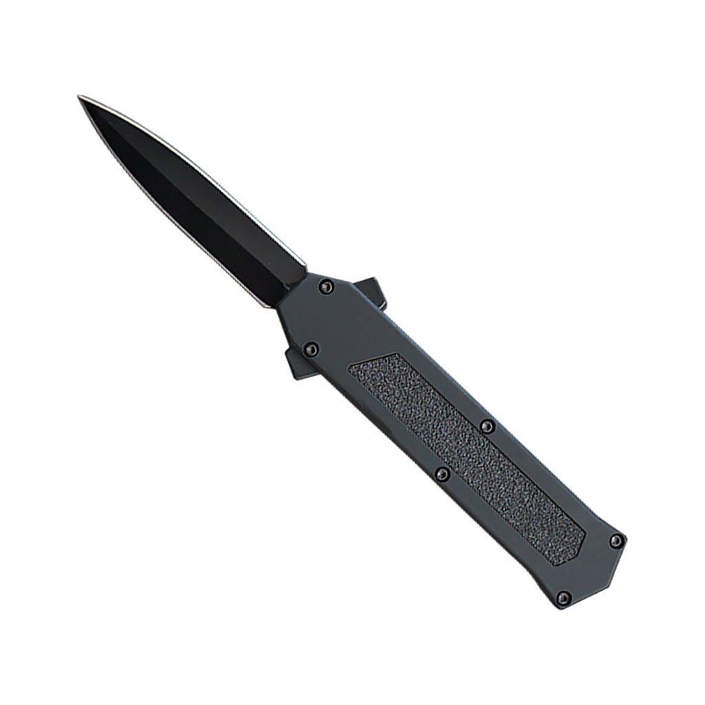 Shadow Stiletto Hidden-Switch OTF Knife - Black Grip Inlay