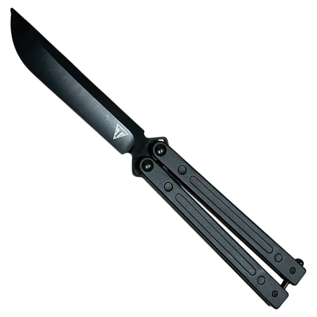 Blackout Channel-Glide Butterfly Knife - Matte Black Aluminum
