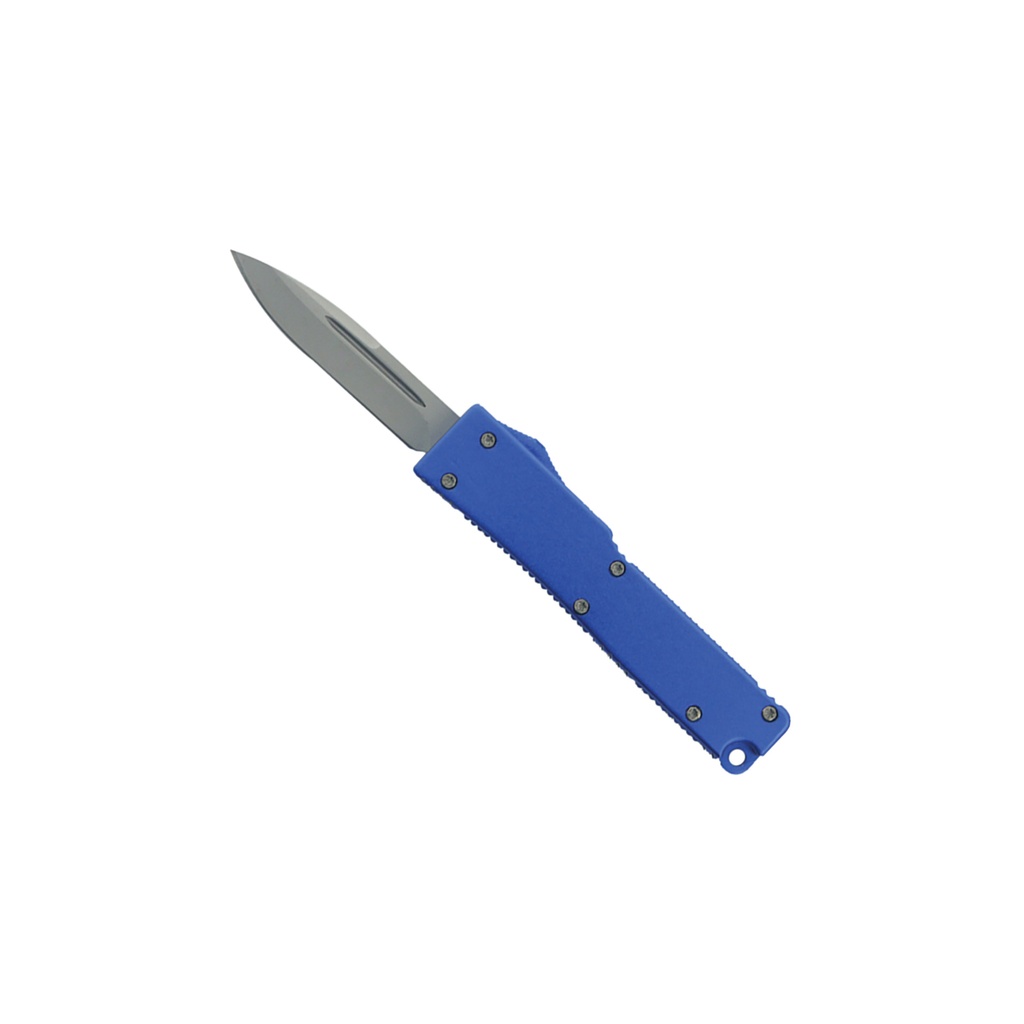 Signal Blue Front-Button Dual-Action OTF Knife - Aluminum