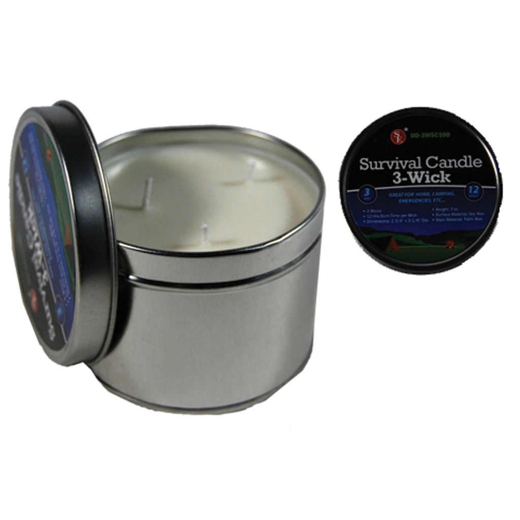 Blackout Ready Triple-Wick Survival Candle - Silver Tin