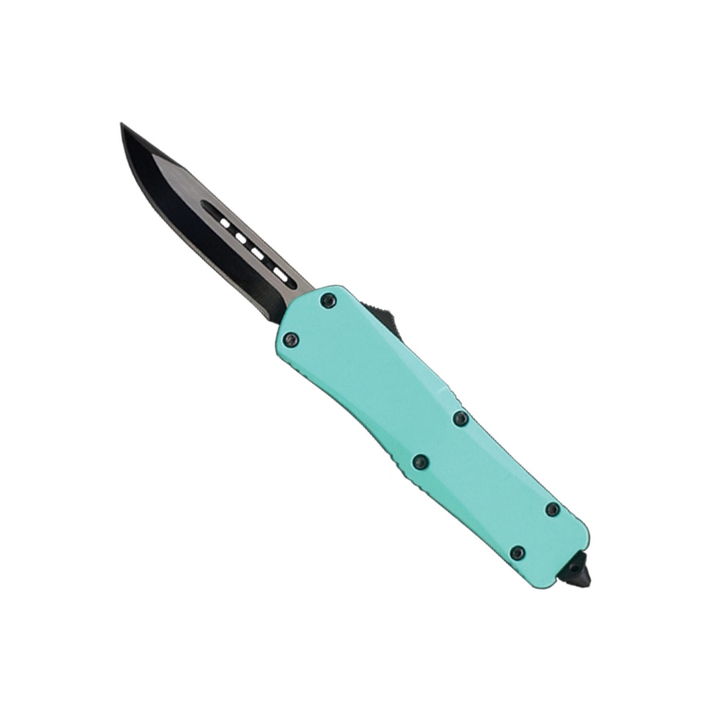 Silent Slide Covert OTF Knife - Turquoise Aluminum
