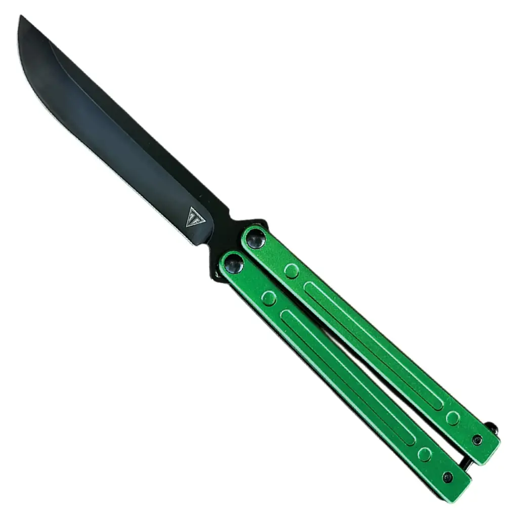 Verdant Groove Ball-Bearing Butterfly Knife - Green Aluminum