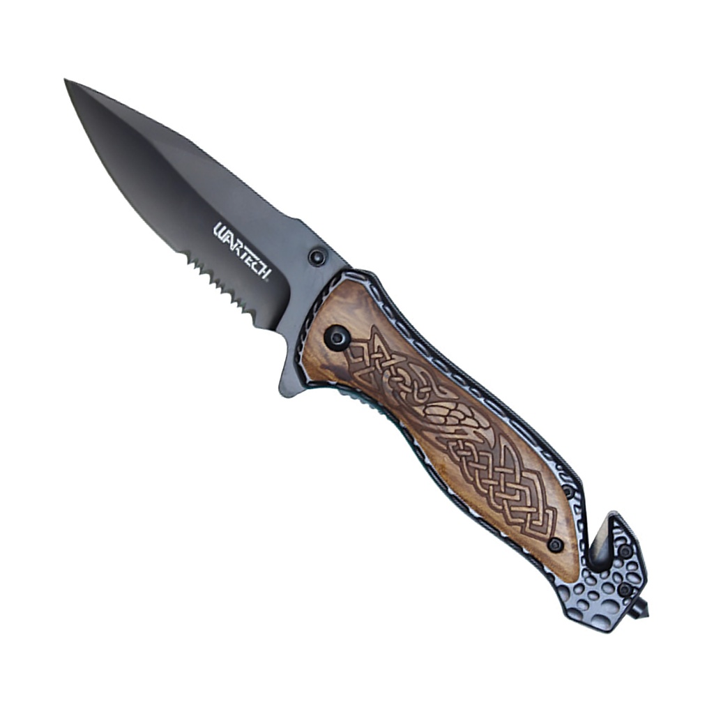 Celtic Oath Rescue-Ready Pocket Knife - Onyx Black