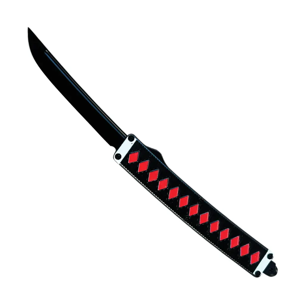 Katana Weave Double‑Action OTF Knife - Black/Red