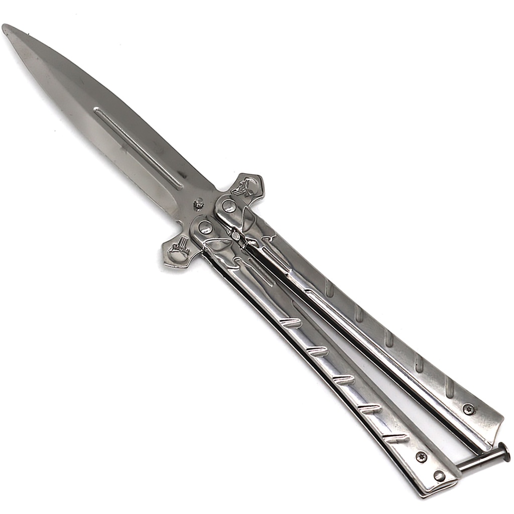 Cross Spear Balance-Tuned Balisong Trainer - Chrome Steel
