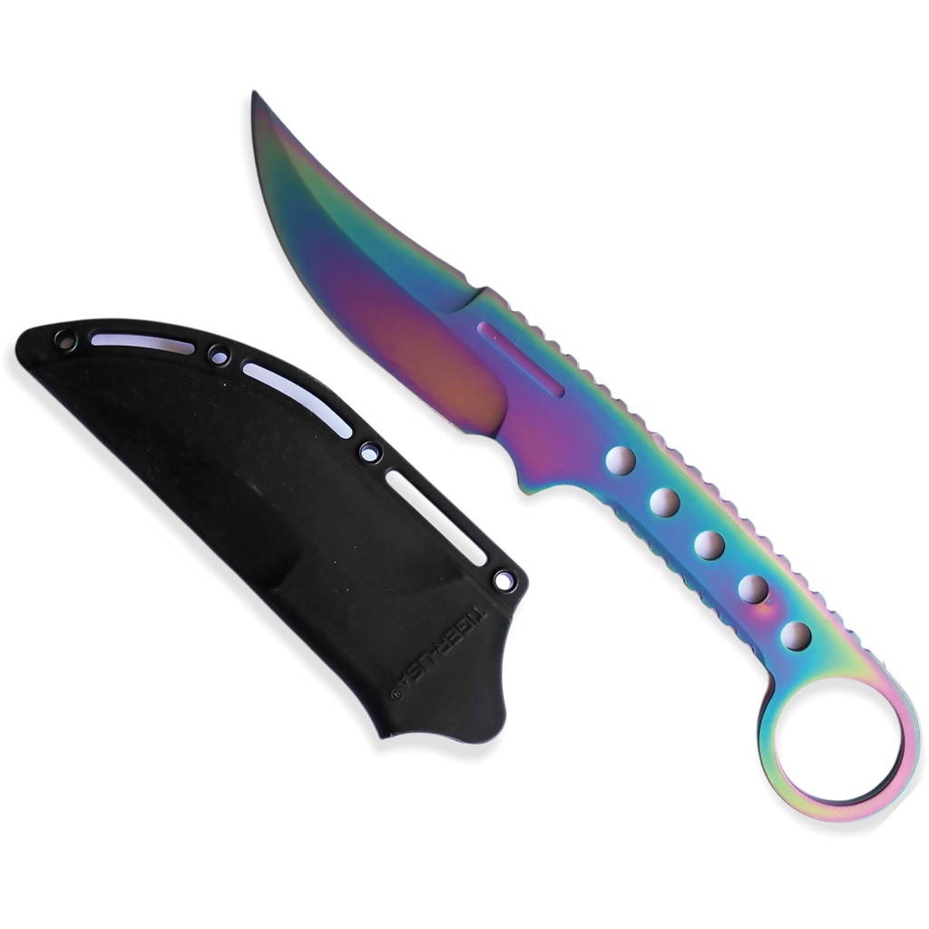 Prism Ring Quick-Access Boot Knife - Rainbow Steel