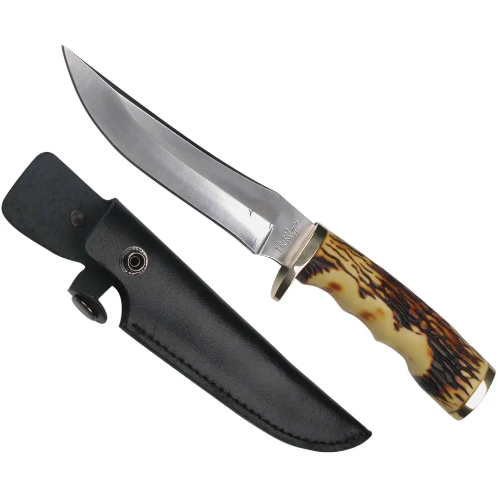 Heritage Gold-Bolster Fixed Blade Hunting Knife - Simulated Bone