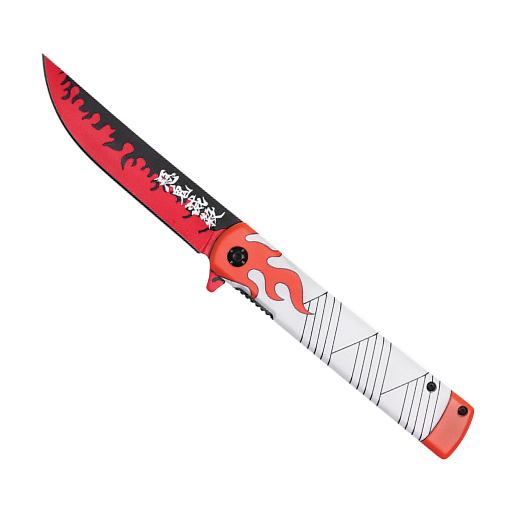 Blade of the Ancients - 8" Replica Anime Pocket Knife - Orange Fire