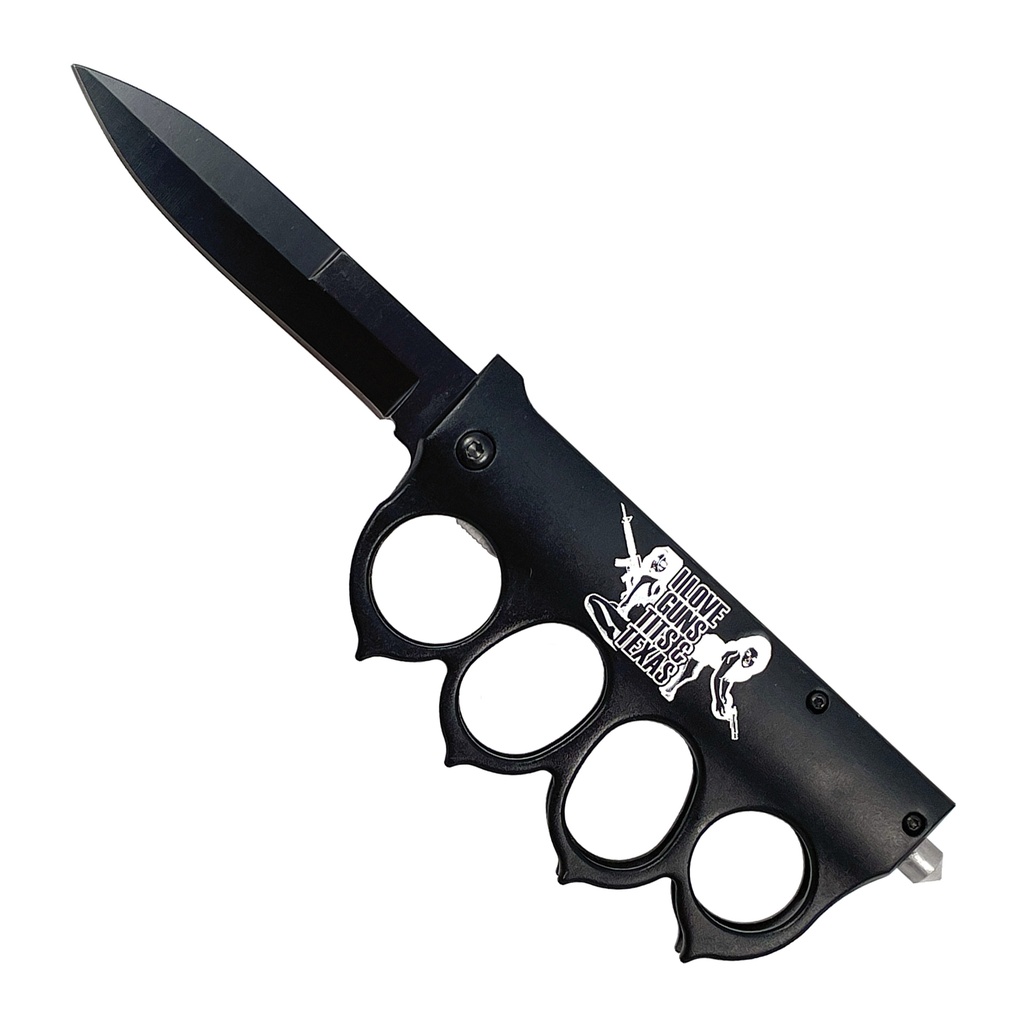 I LOVE GUNS TITS & TEXAS - Knuckle Assisted Trench Knife