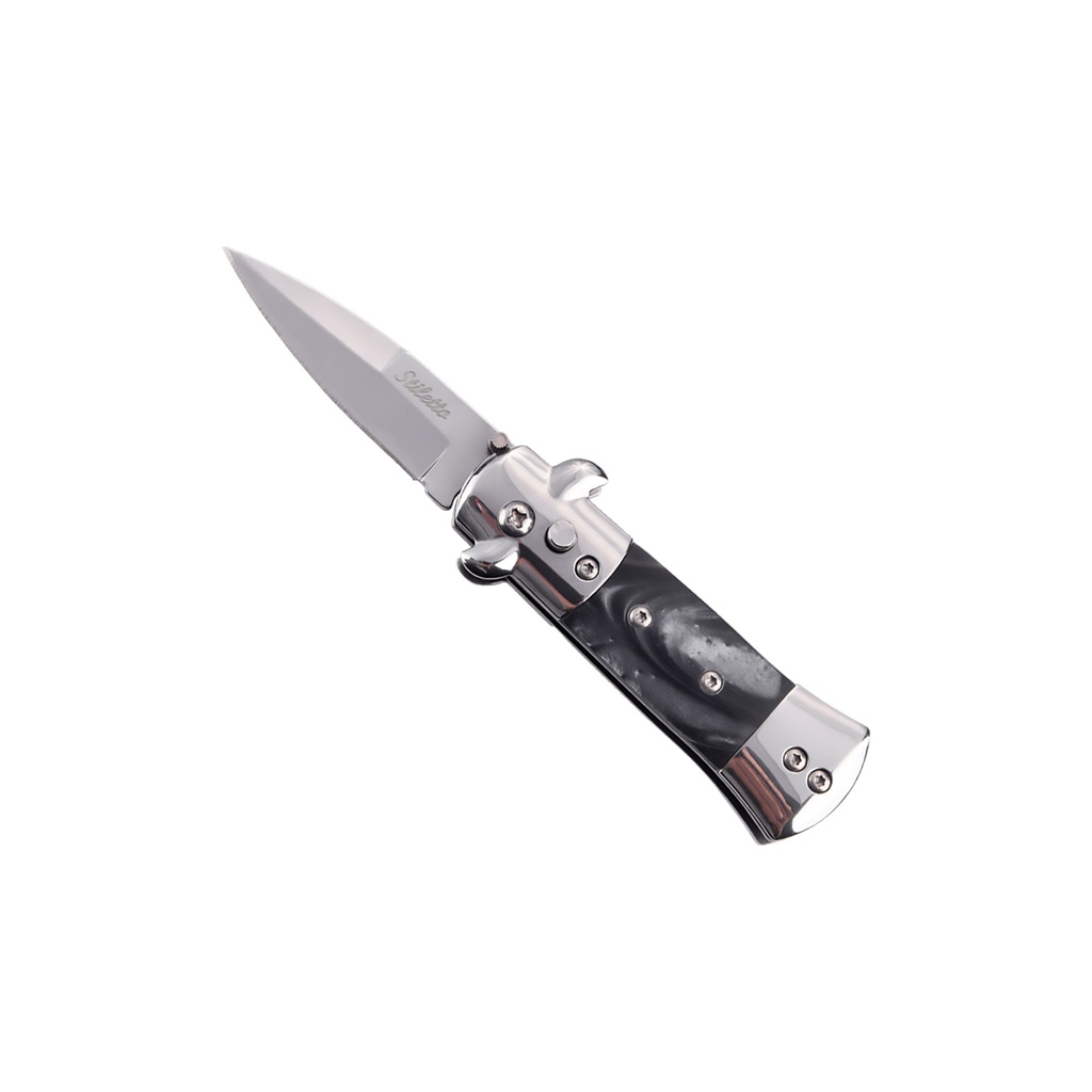Marble Milano Quick-Deploy Automatic Stiletto Knife - Black Marble