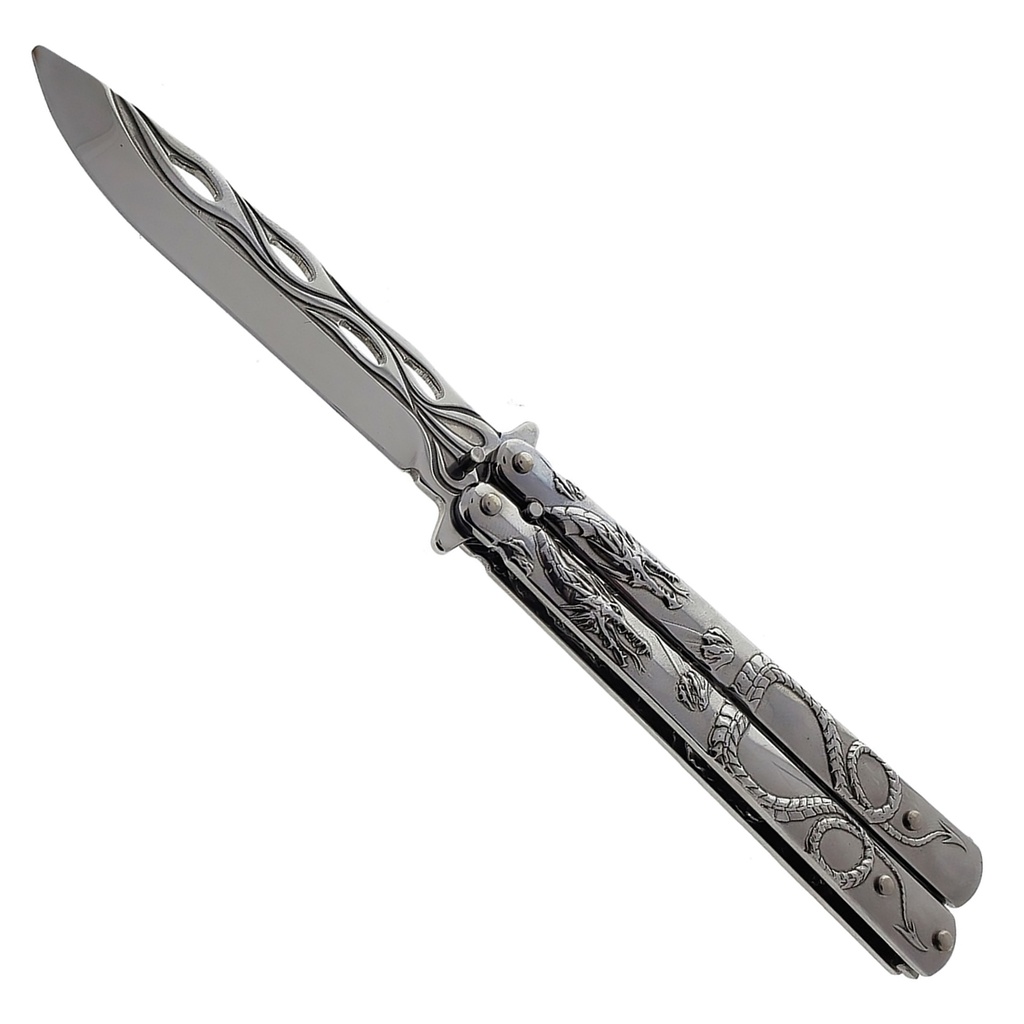 Classic KrissFlips: Training Butterfly Knife with Kriss Blade & Hole Design Handle - Chrome