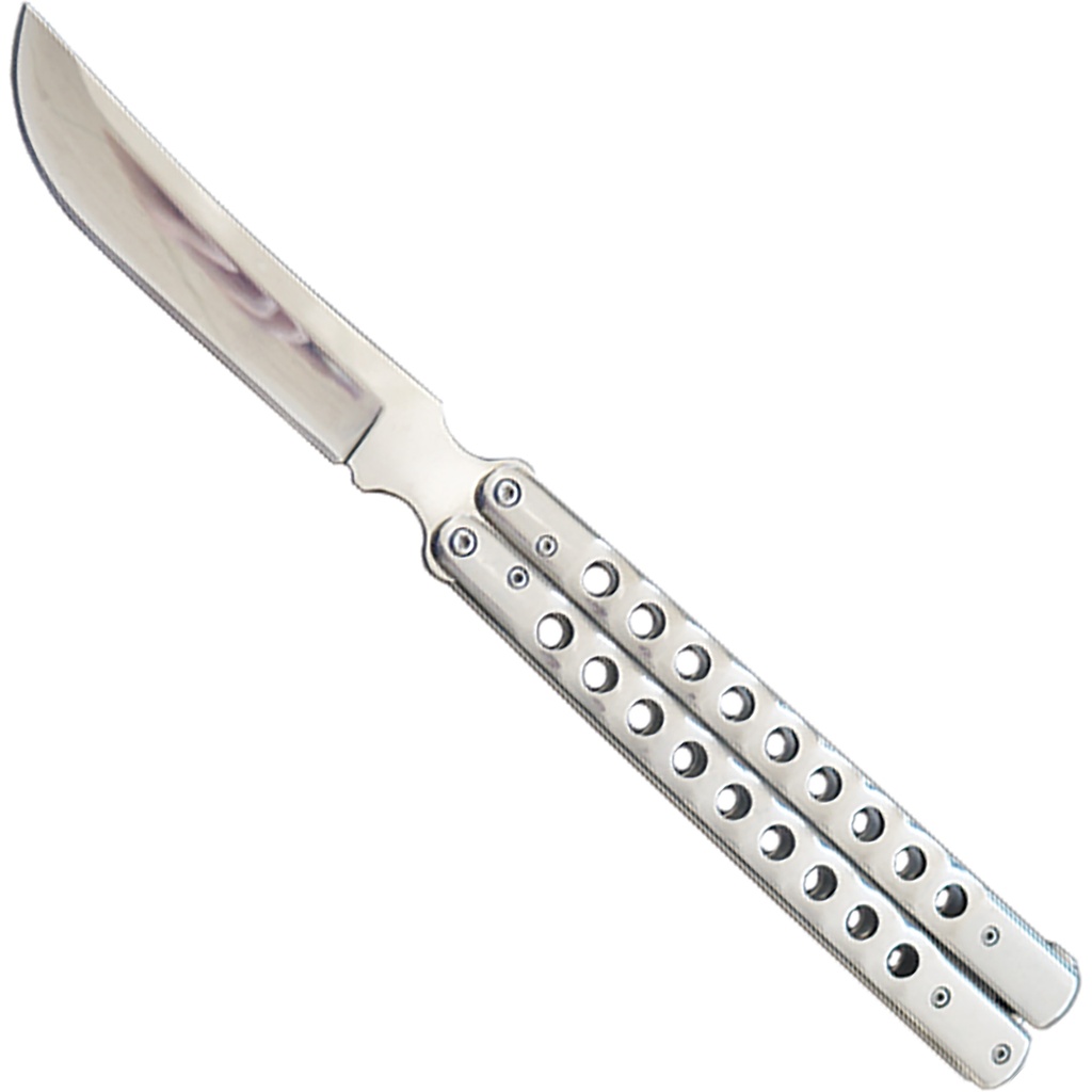 Hira Zukuri Butterfly Knife - 11" Overall - Silver