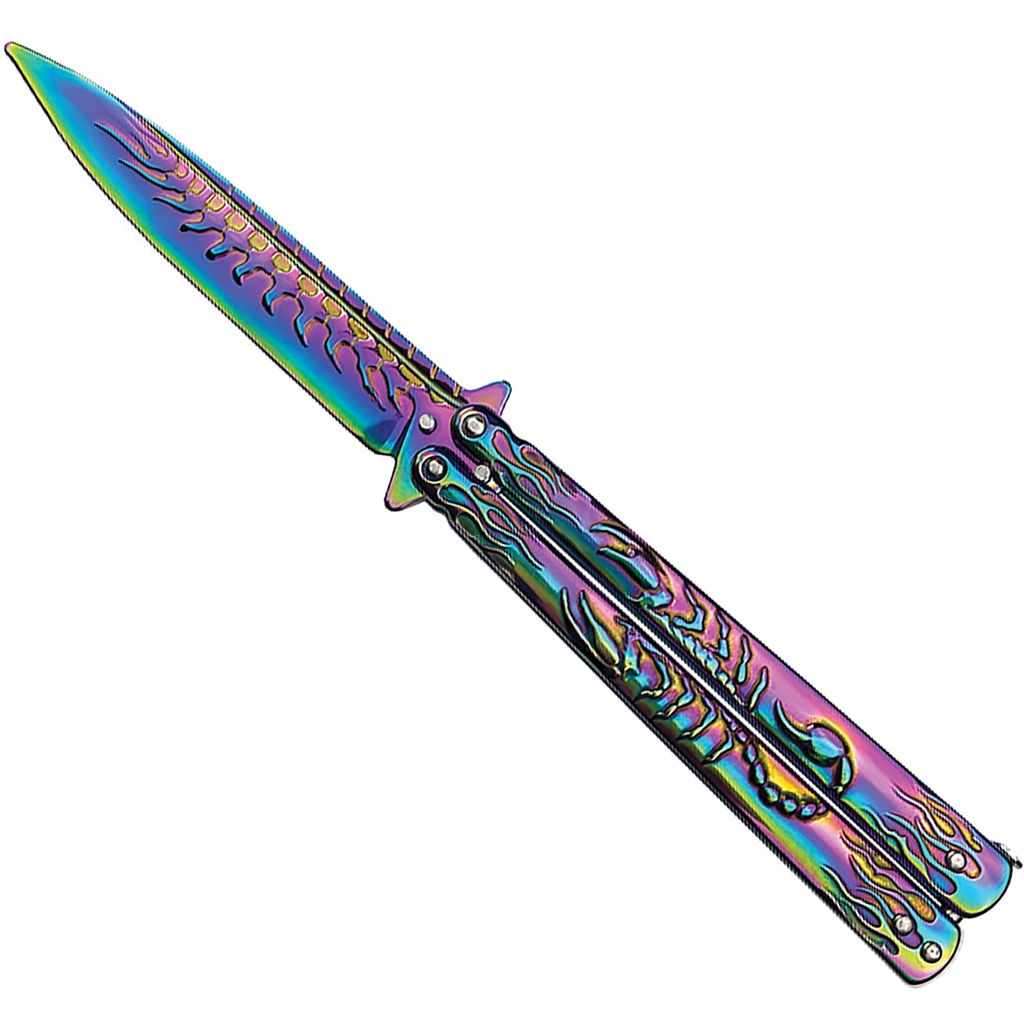 Neon Scorpion Flow Balisong Trainer - Rainbow