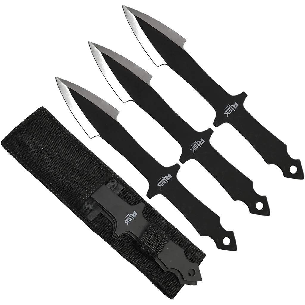Spearhead Formation 3-Blade Throwing Knife Set - Black Steel