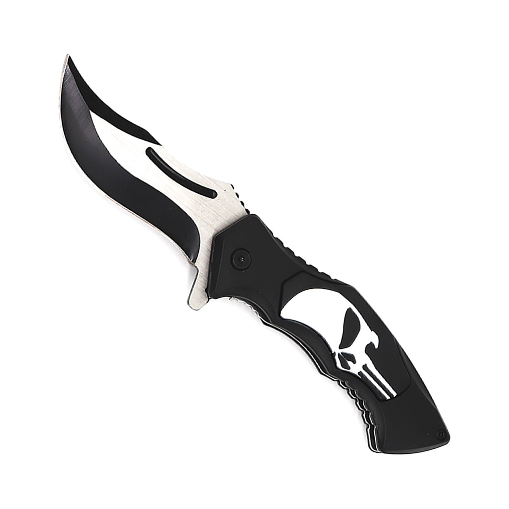 SAMPLE -Skull Sentinel Quick-Deploy Assisted Opening Knife - Black Nylon Fiber