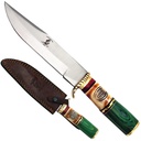 SAMPLE -Frontier Heritage Full-Tang Fixed Blade Hunting Knife - Bone & Green Pakkawood