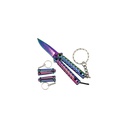 Prism Pocket Flick Butterfly Keychain Knife - Rainbow Iridescent