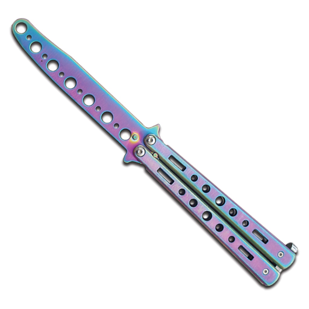Prism Flow Vent Balisong Trainer - Rainbow Steel