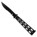 Stealth Serration Utility Butterfly Knife - Black Steel