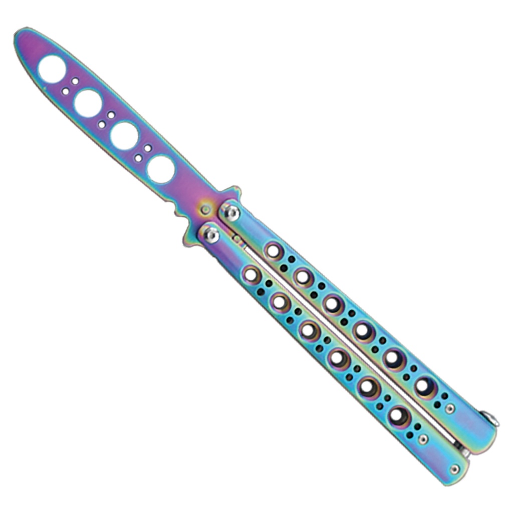 Prism Flow Six-Hole Balisong Trainer - Rainbow Steel