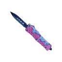 Frosted Waffle Quick-Deploy OTF Knife - Blue Titanium