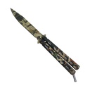 Woodland Camo Flow Precision Butterfly Knife - Matte Steel