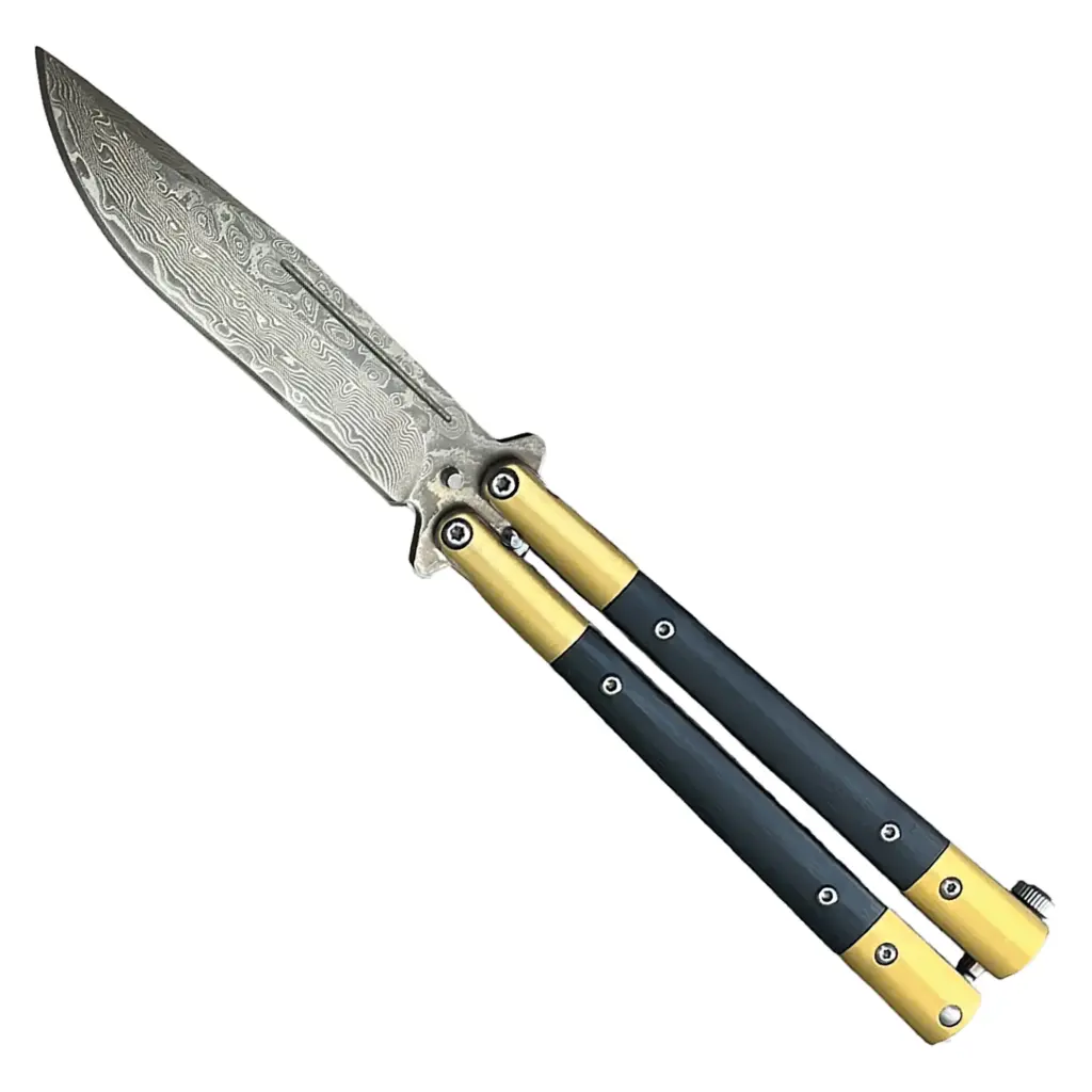 Verdant River Balance Balisong - Wood Inlay Damascus