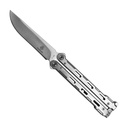 420C Butterfly Knife - Clip Point - Silver